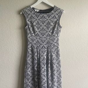 London Times Black & Gray Embroidered dress